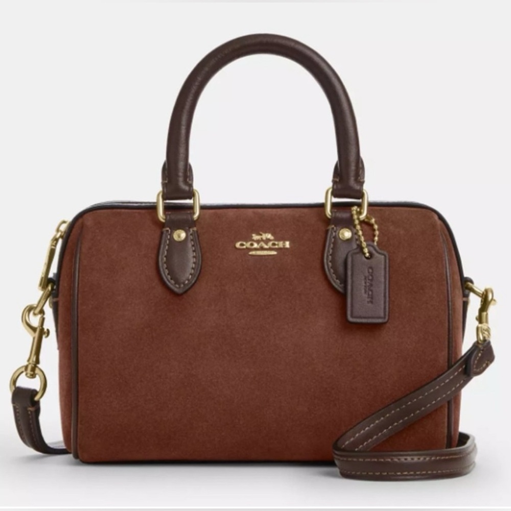 New Coach Mini Rowan Crossbody Bag CCF29, suede/Im/Vintage Brown - Picture 10 of 13